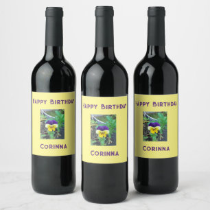 Étiquette Pour Bouteilles De Vin Purple et Yellow Pany
