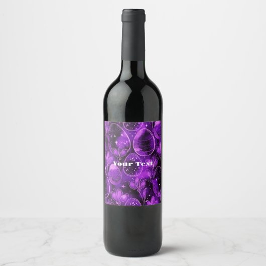 Étiquette Pour Bouteilles De Vin Purple Gothic Easter Pattern (Devant)
