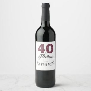 Étiquette Pour Bouteilles De Vin Purple Parties scintillant 40 et Fabulous 40th Bir