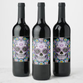 Étiquette Pour Bouteilles De Vin Purple Sugar Skull (Bouteilles)