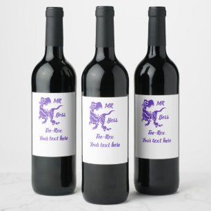 Étiquette Pour Bouteilles De Vin Purple Trex le Boss Dino