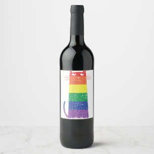 Étiquette Pour Bouteilles De Vin Purride Shirt LGBT Drôle Gay pride Chat Saying Gra