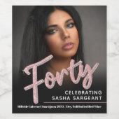 Étiquette Pour Bouteilles De Vin Quarante 40e anniversaire script photo parties sci (Étiquettes simples)