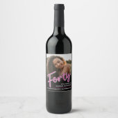 Étiquette Pour Bouteilles De Vin Quarante 40e anniversaire script photo parties sci (Devant)