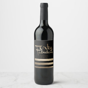 Étiquette Pour Bouteilles De Vin Quarantième fête d'anniversaire d'or moderne