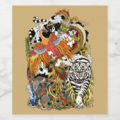 Étiquette Pour Bouteilles De Vin quatre animaux célestes (Étiquettes simples)