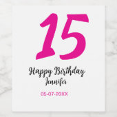 Étiquette Pour Bouteilles De Vin quiencenera 15e anniversaire ajouter date année te (Étiquettes simples)