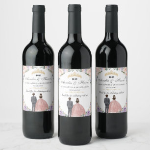 Étiquette Pour Bouteilles De Vin Quinceañera Lilac Blush Floral Twins Garçon Girl