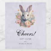 Étiquette Pour Bouteilles De Vin Rabbit Surrounded by Pastel Flowers Cute Cheers (Étiquettes simples)