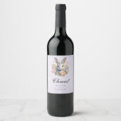 Étiquette Pour Bouteilles De Vin Rabbit Surrounded by Pastel Flowers Cute Cheers (Devant)
