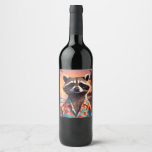 Étiquette Pour Bouteilles De Vin Raccoon Holiday