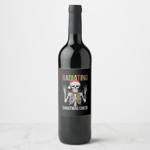 Étiquette Pour Bouteilles De Vin Radiologie Noël Père Noël Skeleton Xray Technicien