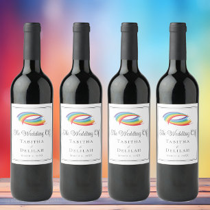 Étiquette Pour Bouteilles De Vin Rainbow Waves Mariage Beautialized