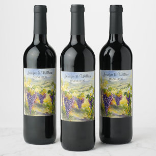 Étiquette Pour Bouteilles De Vin Raisins de vigne rustique Citrons Italie Mariage