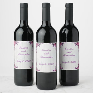 Étiquette Pour Bouteilles De Vin Raisins de vin Fleurs personnalisées Rouge Blanc