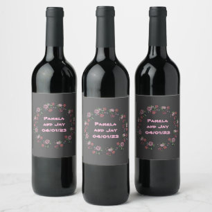 Étiquette Pour Bouteilles De Vin Raisins de vin Fleurs personnalisées Rouge Blanc