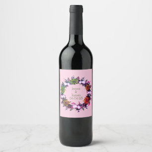 Étiquette Pour Bouteilles De Vin Raisins de vin Fleurs personnalisées Rouge Blanc