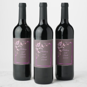 Étiquette Pour Bouteilles De Vin Raisins de vin Fleurs personnalisées Rouge Blanc