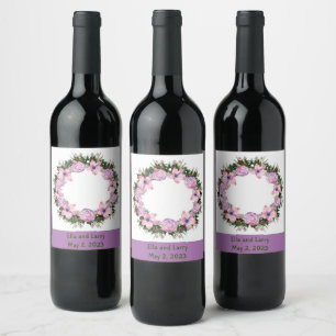 Étiquette Pour Bouteilles De Vin Raisins de vin Fleurs personnalisées Rouge Blanc