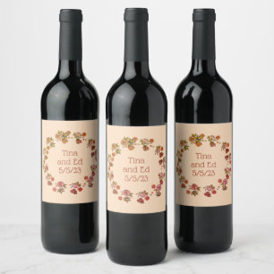 Étiquette Pour Bouteilles De Vin Raisins de vin Fleurs personnalisées Rouge Blanc