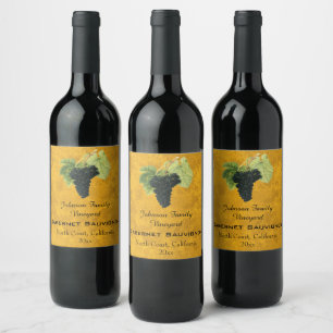 Étiquette Pour Bouteilles De Vin Raisins de vin rouge vintages, Cabernet Sauvignon