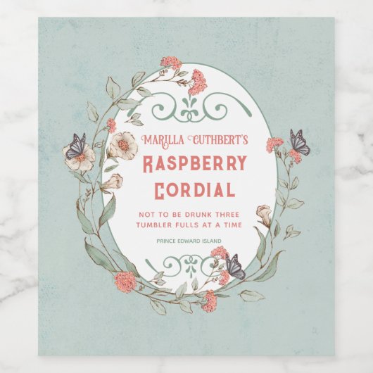 Étiquette Pour Bouteilles De Vin Raspberry Cordial (Étiquettes simples)
