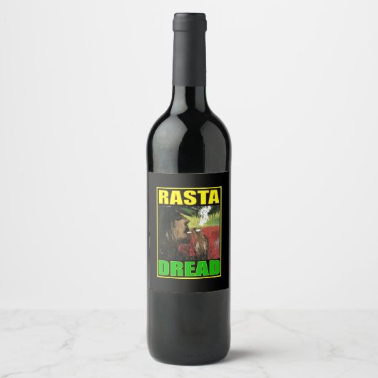ÉTIQUETTE POUR BOUTEILLES DE VIN RASTA DREAD NOIR (Devant)