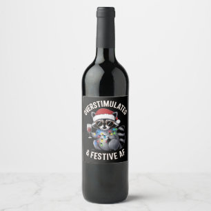 Étiquette Pour Bouteilles De Vin Raton laveur amoureux d'espresso surexcité et supe