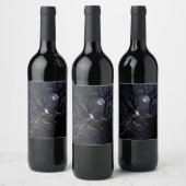 Étiquette Pour Bouteilles De Vin Raven and Rat Skeleton au clair de lune - Hallowee (Bouteilles)