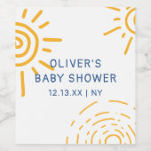 Étiquette Pour Bouteilles De Vin Rayon Rétro Moderne Du Baby shower Soleil (Étiquettes simples)