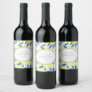 Étiquette Pour Bouteilles De Vin Réception de mariage aux citrons bleus jaunes mode