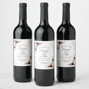 Étiquette Pour Bouteilles De Vin Réception de mariage Bienvenue à Happily Ever Aprè