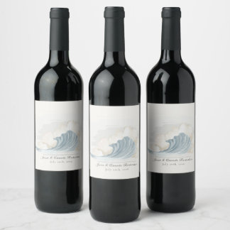 Étiquette Pour Bouteilles De Vin Réception élégante inspirée de l'océan