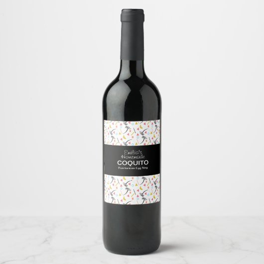Étiquette Pour Bouteilles De Vin Recette Coquito Boire Palmiers Oeuf Moderne Nog (Devant)