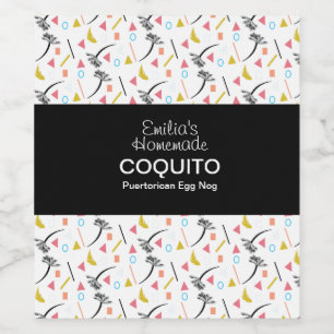Étiquette Pour Bouteilles De Vin Recette de Coquito Boisson Palmiers Eggnog Moderne
