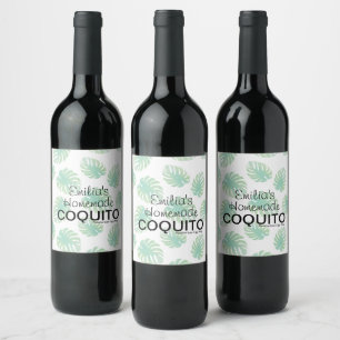 Étiquette Pour Bouteilles De Vin Recette de Coquito Maison Feuille de Palmier