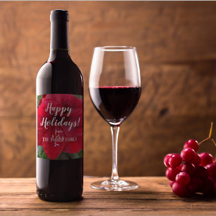 Étiquette Pour Bouteilles De Vin Red Amaryllis Bloom Fête Personnalisée