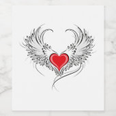 Étiquette Pour Bouteilles De Vin Red Angel Coeur avec ailes (Étiquettes simples)