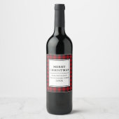 Étiquette Pour Bouteilles De Vin Red Buffalo Plaid Joyeux Noël (Devant)