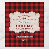 Étiquette Pour Bouteilles De Vin Red Buffalo Plaid Wood Fête annuelle (Étiquettes simples)
