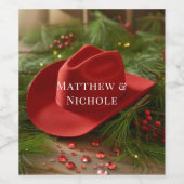 Étiquette Pour Bouteilles De Vin Red Christmas Cowboy Hat Wedding (Étiquettes simples)