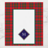 Étiquette Pour Bouteilles De Vin Red Christmas Wool Texture Plaid with Monogram (Étiquettes simples)
