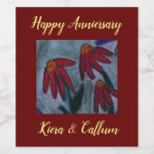 Étiquette Pour Bouteilles De Vin Red Daisy (Étiquettes simples)