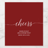 Étiquette Pour Bouteilles De Vin Red Elegant Script Cheers Holiday Party Favoriser (Étiquettes simples)