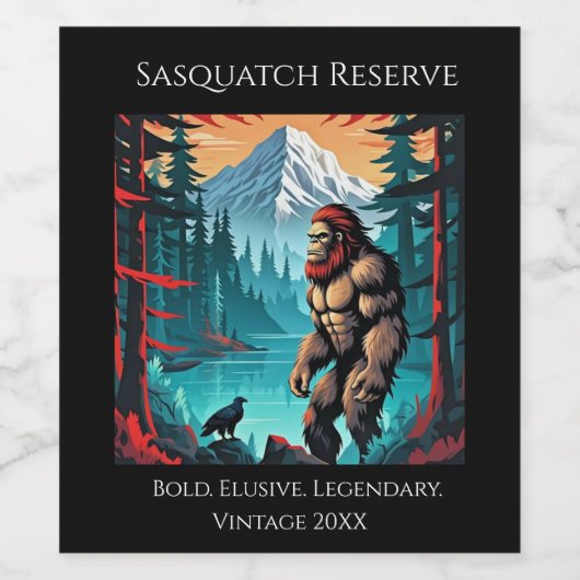 Étiquette Pour Bouteilles De Vin Red Head Sasquatch (Étiquettes simples)