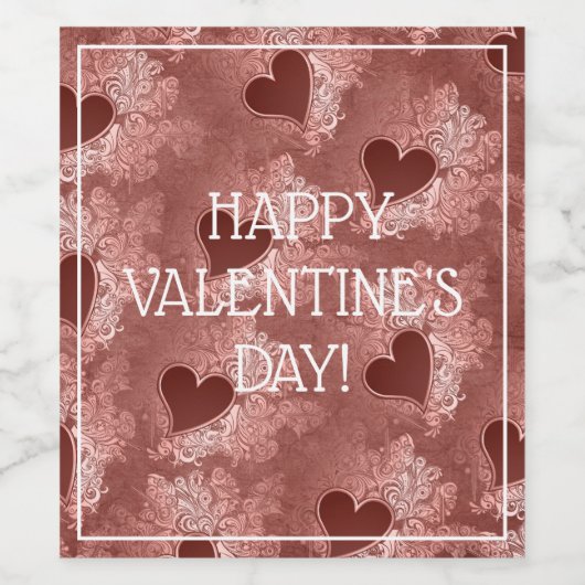 Étiquette Pour Bouteilles De Vin Red Love Hearts Valentine's Day Wine Bottle Étique (Étiquettes simples)