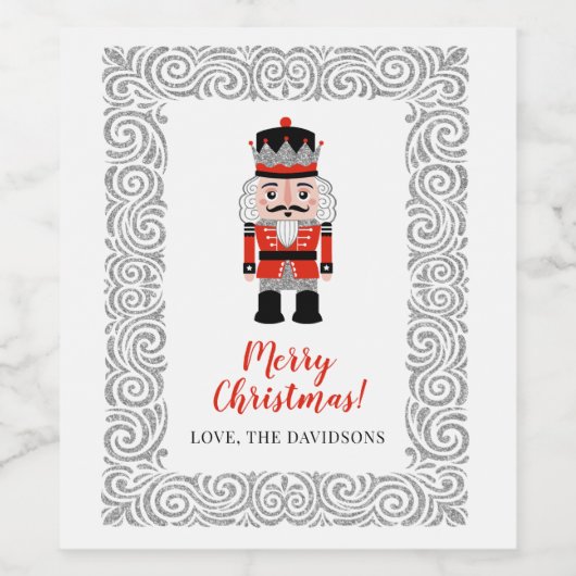 Étiquette Pour Bouteilles De Vin Red Nutcracker Noël (Étiquettes simples)