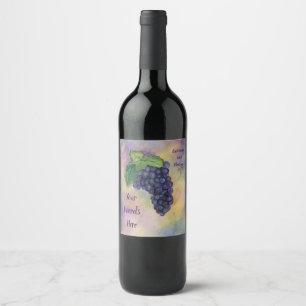 Étiquette Pour Bouteilles De Vin Red Raisins Vin Art Étiquette de bouteille personn