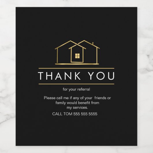 Étiquette Pour Bouteilles De Vin Référence Merci immobilier (Étiquettes simples)