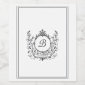 Étiquette Pour Bouteilles De Vin Regal Classic Monogram Crest Mariage (Étiquettes simples)